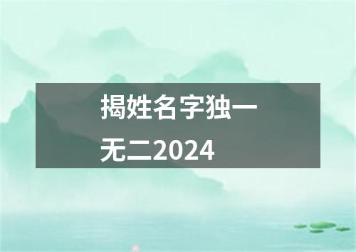 揭姓名字独一无二2024