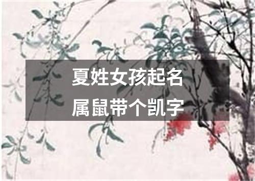 夏姓女孩起名属鼠带个凯字