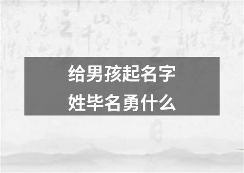 给男孩起名字姓毕名勇什么