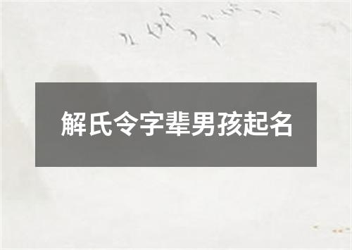 解氏令字辈男孩起名