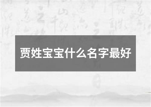 贾姓宝宝什么名字最好