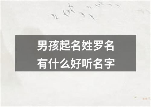 男孩起名姓罗名有什么好听名字