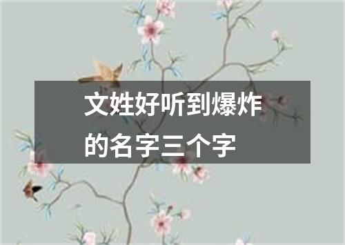 文姓好听到爆炸的名字三个字