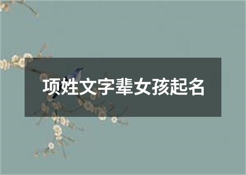 项姓文字辈女孩起名