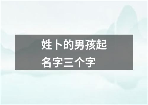 姓卜的男孩起名字三个字