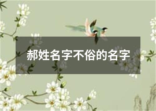 郝姓名字不俗的名字