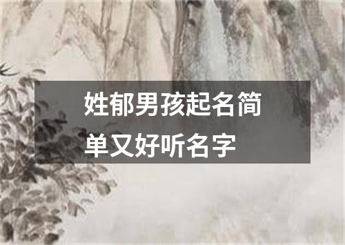 姓郁男孩起名简单又好听名字