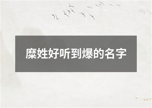 糜姓好听到爆的名字