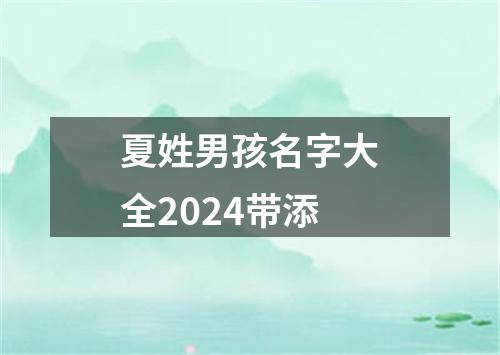 夏姓男孩名字大全2024带添