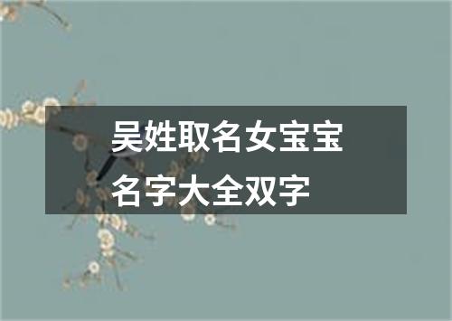 吴姓取名女宝宝名字大全双字