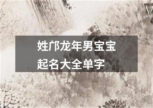 姓邝龙年男宝宝起名大全单字