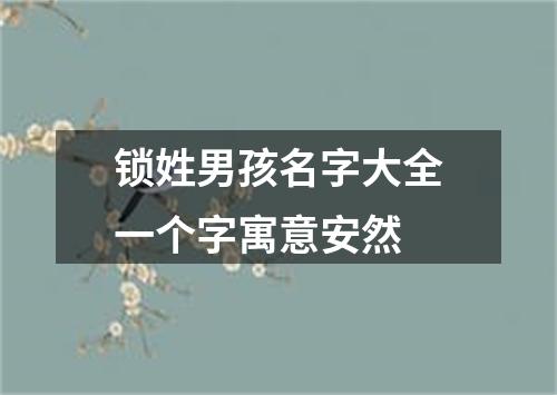 锁姓男孩名字大全一个字寓意安然