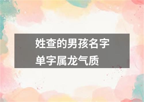 姓查的男孩名字单字属龙气质