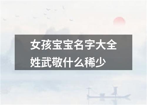 女孩宝宝名字大全姓武敬什么稀少