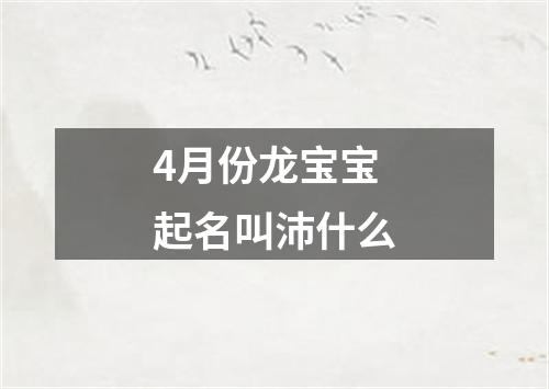 4月份龙宝宝起名叫沛什么