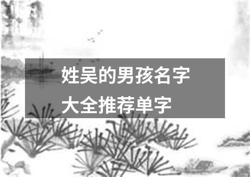 姓吴的男孩名字大全推荐单字