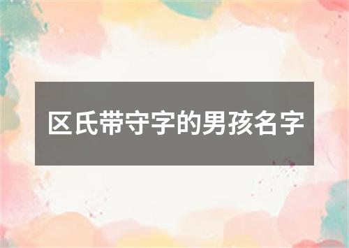 区氏带守字的男孩名字