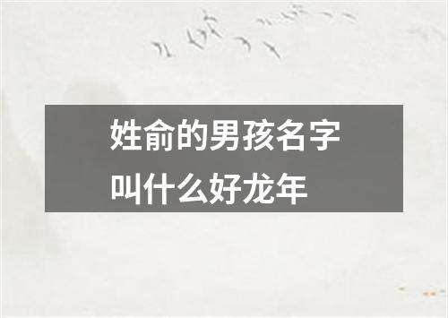 姓俞的男孩名字叫什么好龙年