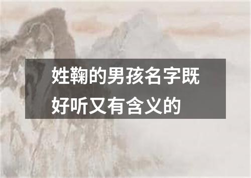 姓鞠的男孩名字既好听又有含义的