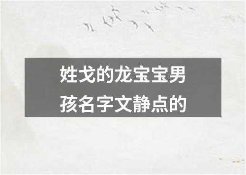 姓戈的龙宝宝男孩名字文静点的