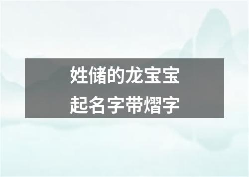 姓储的龙宝宝起名字带熠字