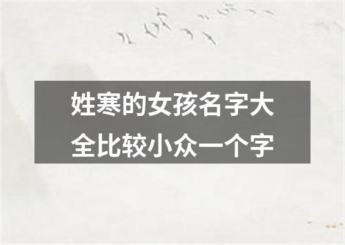 姓寒的女孩名字大全比较小众一个字