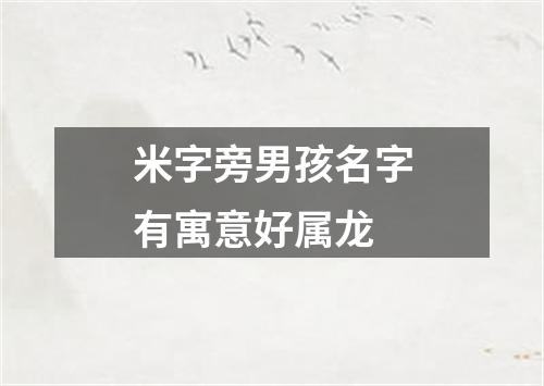 米字旁男孩名字有寓意好属龙