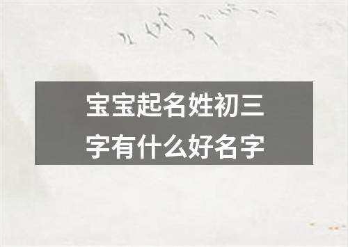 宝宝起名姓初三字有什么好名字