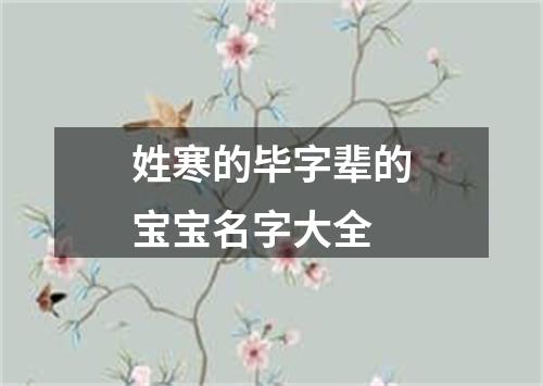 姓寒的毕字辈的宝宝名字大全