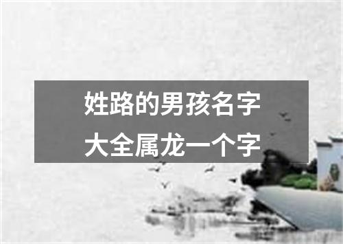 姓路的男孩名字大全属龙一个字