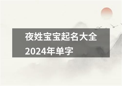 夜姓宝宝起名大全2024年单字