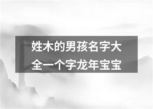 姓木的男孩名字大全一个字龙年宝宝