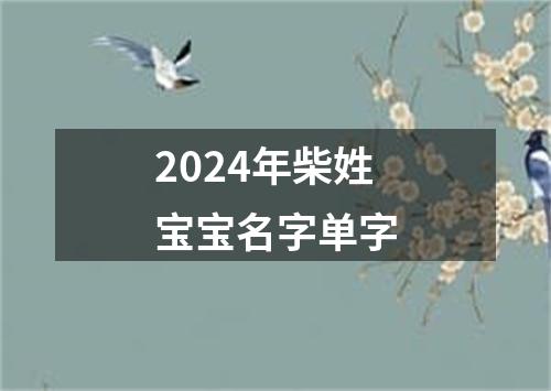 2024年柴姓宝宝名字单字