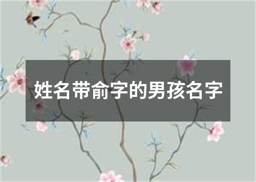 姓名带俞字的男孩名字