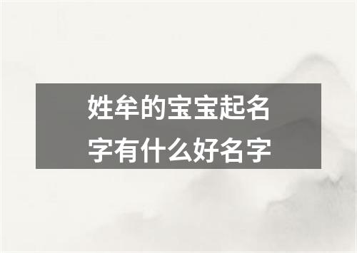 姓牟的宝宝起名字有什么好名字