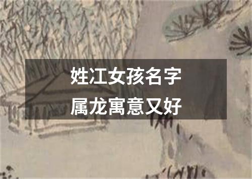 姓冮女孩名字属龙寓意又好