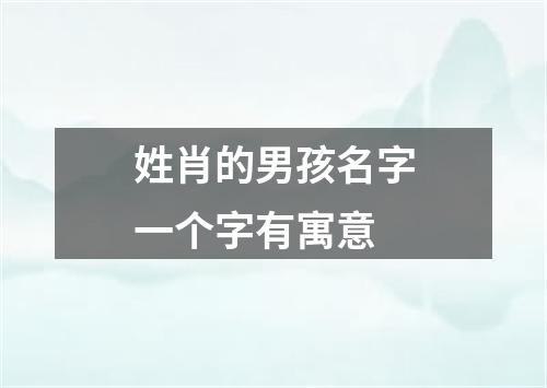 姓肖的男孩名字一个字有寓意