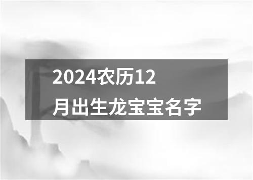 2024农历12月出生龙宝宝名字