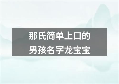 那氏简单上口的男孩名字龙宝宝