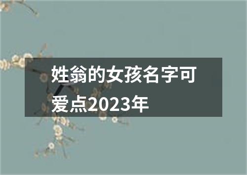 姓翁的女孩名字可爱点2023年