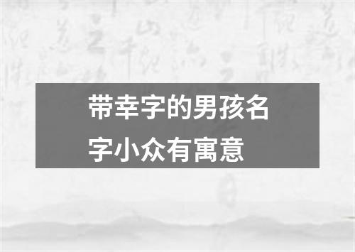 带幸字的男孩名字小众有寓意