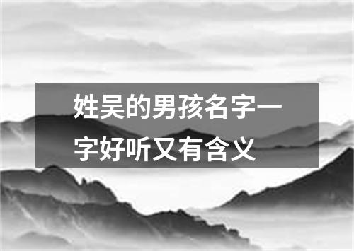 姓吴的男孩名字一字好听又有含义