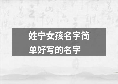 姓宁女孩名字简单好写的名字