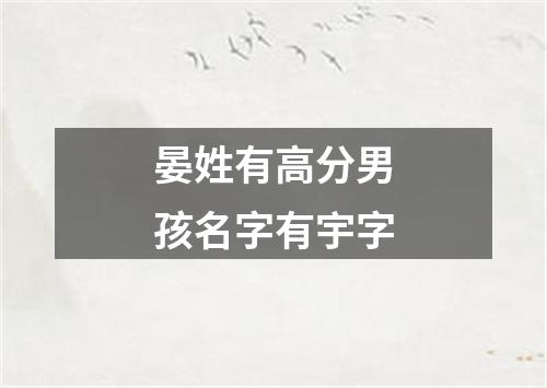 晏姓有高分男孩名字有宇字