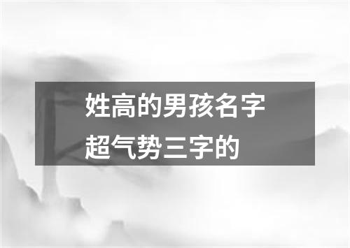 姓高的男孩名字超气势三字的