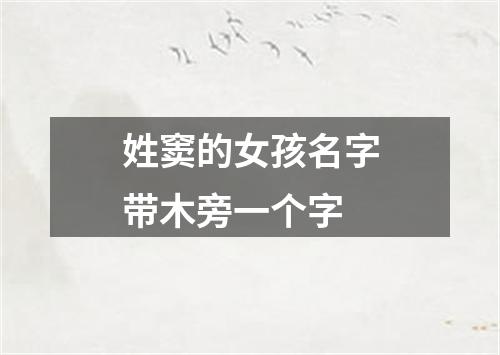 姓窦的女孩名字带木旁一个字