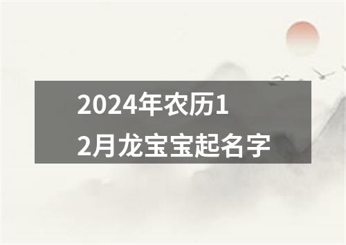 2024年农历12月龙宝宝起名字