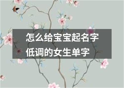 怎么给宝宝起名字低调的女生单字