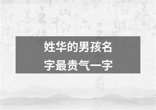 姓华的男孩名字最贵气一字