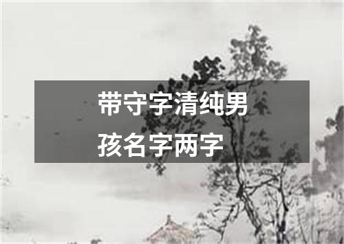 带守字清纯男孩名字两字